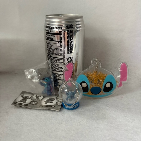 Set of 3 STITCH Snow Globe Keychain Puffy Charm Gashapon Figure Disney Japan - Picture 2 of 12